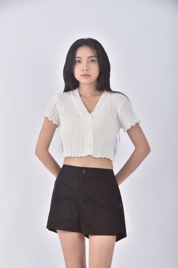 (2XL) easy zone高腰質感黑色短褲