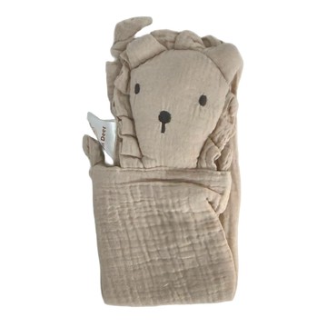 Kori Deer 可莉鹿 純色質感小動物純棉紗布安撫巾 獅  28 x 28cm  卡其