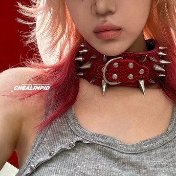 【臺灣有貨】choker金屬鉚釘重工皮革朋克項圈y2k小衆亞文化搖滾誇張辣妹頸圈