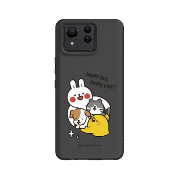 Zenfone 11 Ultra SolidSuit 黑 - 懶散兔與啾先生 Lazy Rabbit and Mr.Chu - Happy pet Happy life