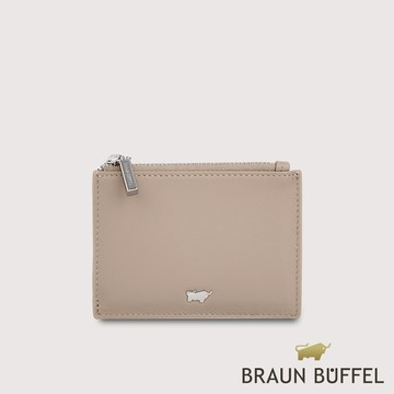 【BRAUN BUFFEL 德國小金牛】台灣總代理 維那斯-B系列 拉鍊零錢包-奶茶棕/BF849-163-SVM