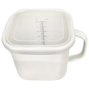 日式加厚琺瑯方形收納杯 附蓋/1.4L  1組