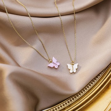 PS MALL蝴蝶吊墜項鏈 鎖骨鍊 1入
