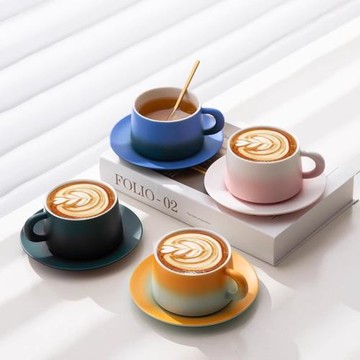時尚咖啡杯精致套裝辦公室拿鐵陶瓷杯子小眾下午茶杯輕奢禮盒裝