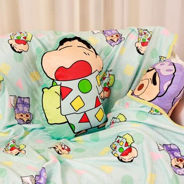卡通蠟筆小新抱枕毯子二合一汽車載靠枕辦公室午睡毛毯子被子禮物