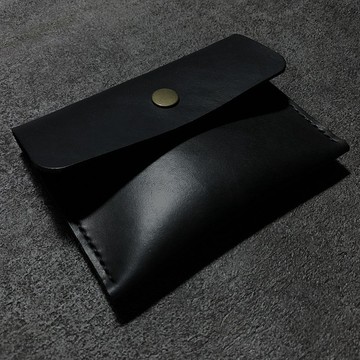 【客製】皮革零錢包 卡片包 質感黑 客製刻字  客製化禮物 情人