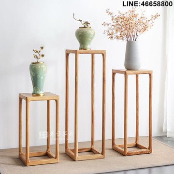 免運 開立發票 書櫃 儲物櫃 玄關櫃 博古架 茶葉櫃 新中式茶水柜實木雙層花幾榆木禪意邊幾現代簡約客廳花盆架置物架