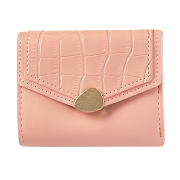 Sunday Life 韓系多卡位三折扣式皮革零錢短夾  粉紅  11.5 x 9.5 x 2.5cm