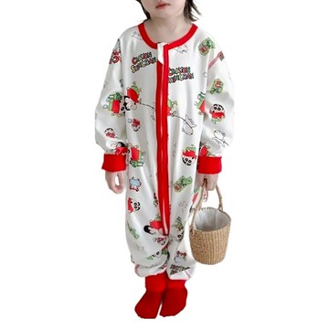 愛北鼻 無痕長袖防踢被 柔軟親膚 無骨縫合 卡通圖案  1入  紅色  120碼