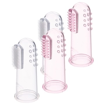 PiYOPiYO 黃色小鴨 舒適按摩乳牙刷組 0歲以上  粉色+透明  2入  2組
