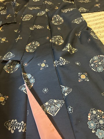 紬地 草木染小紋和服 升級再造品
