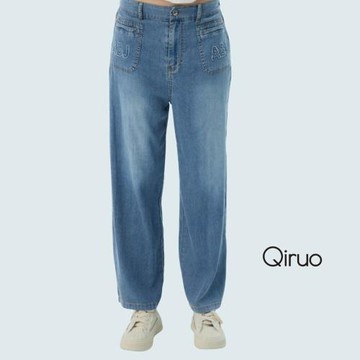 【Qiruo 奇若】秋冬專櫃精品牛仔休閒褲2537C 藍色設計