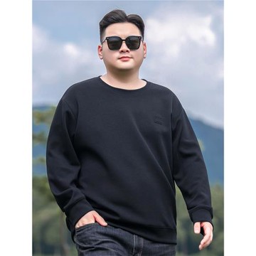 加肥加大碼套頭衛衣男款寬松休閑運動春秋胖子大號圓領長袖打底衫