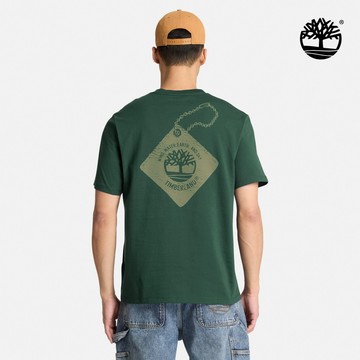 Timberland 男款灰綠色鞋吊牌圖案短袖T恤|A2DPE398