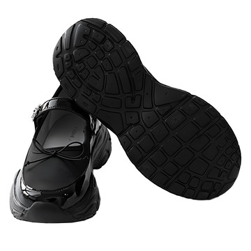 ILoveJ 女童用 HJ 繫帶式蝴蝶結緞面運動鞋  黑色  230