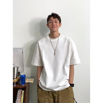 徐太浪290g重磅白色短袖T恤男夏季大碼男裝休閑純色寬松半袖上衣