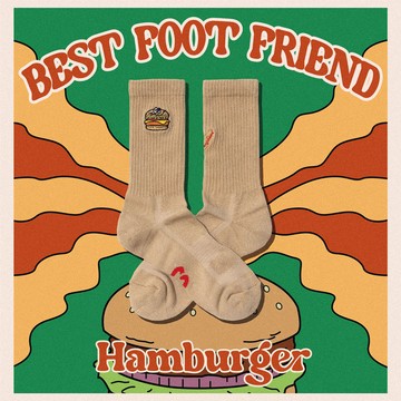 BEST FOOT FRIEND BF24013-SN HAMBURGER 漢堡 BFF 中筒襪 / 小腿襪 (沙色)