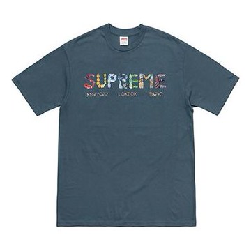 Supreme SS18 Rocks Tee Dark Slate Short Sleeve Unisex Blue Gray 'Blue Grey'