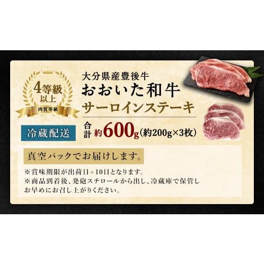 ふるさと納税 大分県 竹田市 大分県産 豊後牛 サーロインステーキ 200g×3枚 計600g おおいた和牛（4等級以上）