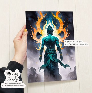 ⭐️已售出 5 件⭐️ A4 尺寸海報 現代風格 不動明王 水彩畫 火之神 心靈成長 開運 插畫 藝術