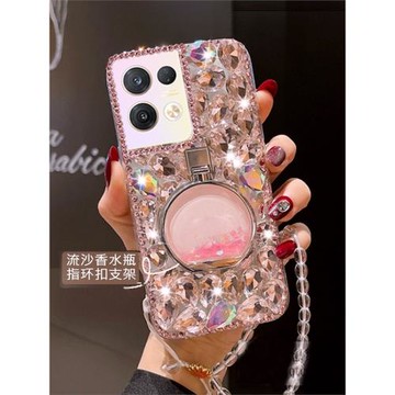 適用于oppoReno9手機殼10pro全包圍鉆防摔A1pro創意支架A58帶鉆Reno8寶石7水晶玻璃鉆Reno6外殼A58X外殼5女3