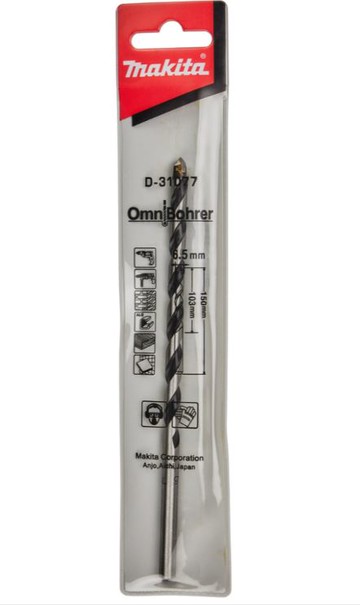 MAKITA 牧田 D-31077 萬用鑽頭 6.5*150mm 圓柄 直桿 鑽頭 萬用鑽尾 水泥 瓷磚 木材