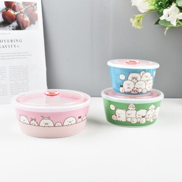 出口日本陶瓷圓形家用可愛卡通san-x角落生物飯碗沙拉碗保鮮直碗