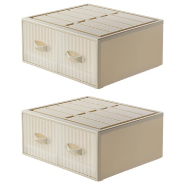 KEYWAY 聯府 雙抽式抽屜整理箱 32L  米黃色  509 x 455 x 231mm  2個