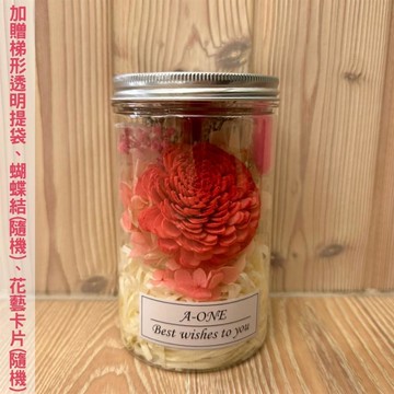 【A-ONE】通草手工花罐 紅玫瑰花索拉花 香皂花 永生花束 情人節 生日禮物 畢業 伴娘禮 婚禮小物 許願花瓶 D款_廠商直送