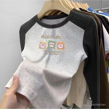 【台灣出貨】🌷韓版保暖德絨打底衫 大尺碼女裝 長袖上衣女 德絨保暖上衣女 拼接圓領上衣 長袖t恤女 顯瘦遮肉 寬鬆上衣