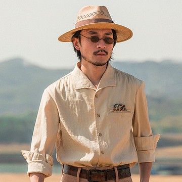 SOARIN英倫復古一片領純色緹花休閒襯衫(212C414)