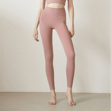 韓國 Parsley Allay 瑜珈裸感九分褲 粉彩紅 - L