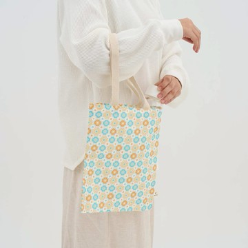 【印花樂】花布小書袋/老磁磚2號/玻璃彈珠