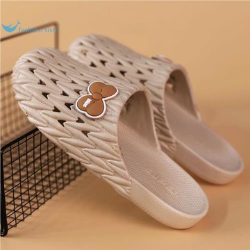 新款包頭半拖鞋女外穿夏季浴室時尚百搭平底家用防滑沙灘鞋洞洞鞋