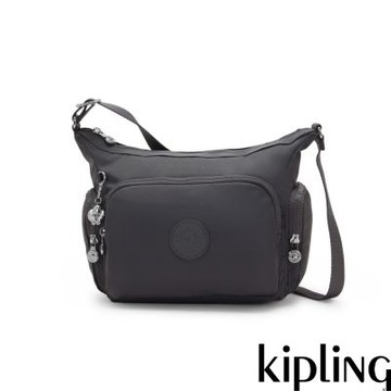 『牛角包』Kipling 月光灰輕巧多袋實用側背包-GABB S