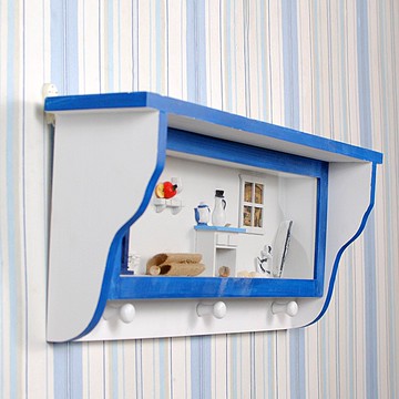 地中海風格藍色立體裝飾畫墻面裝飾框客廳置物掛框背景墻裝飾品