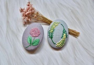 新手刺繡材料包- 法式刺繡 包釦胸針2入