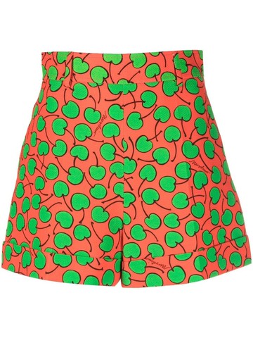 Moschino - patterned mini shorts - women - Cotton/Acetate/Cupro - 38 - Orange
