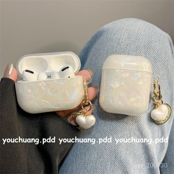 ✨限時特惠✨簡約貝殻紋AirPods1/2代保護套蘋果pro2代藍牙耳機殻3代ins少女心