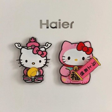 ✨臺灣出貨✨小紅書同款Kitty貓選擇磁吸冰箱貼新年裝飾亞克力高顏值擺件禮物