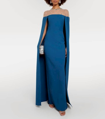 Safiyaa Ambere embroidered cape-detail gown