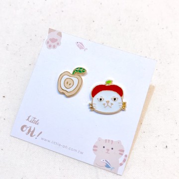 波斯貓吃蘋果-熱賣搭配 耳針耳夾