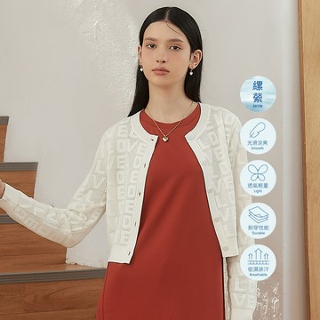 OUWEY歐薇 LOVE字母針織外套(白色；S-L)3241195202