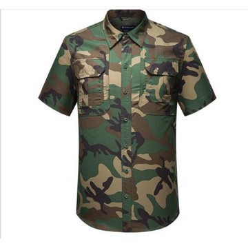 Men Casual Lapel Quick Dry Short Sleeve Shirt男休閑短袖襯衫