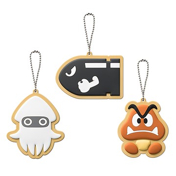 Nintendo 任天堂 超級瑪利歐 可愛卡通造型 展現獨特風格  炮彈魷魷栗寶寶吊飾組 白色  不適用  1組