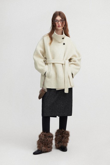 北歐nordic / 中長款雙面大衣外套 / 犛牛毛綿羊毛