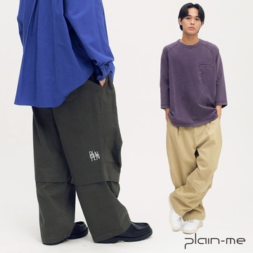 plain-me [clip by clip] 斜紋棉 寬褲 長褲 褲 休閒褲 [PLN4029-252]