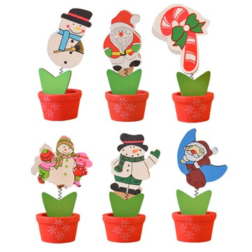 9933 木質聖誕雪人名片夾 聖誕襪老人夾 聖誕小木夾 謝卡夾