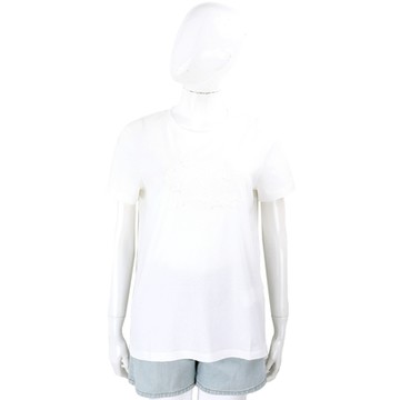 Max Mara Sacha M標誌花草刺繡白色短袖TEE T恤