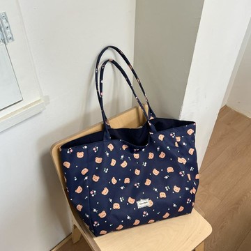 新品特價✨韓系ins撞色波點大容量帆布包包女包慵懶風托特包通勤手提單肩包高級感單肩包 托特包 側背包